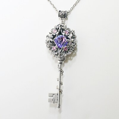 Sterling Silver Elvish Key Necklace made with Swarovski crystals, Elvish Jewelry, Fairy Jewelry, Fantasy Jewelry, Key Jewelry - image4